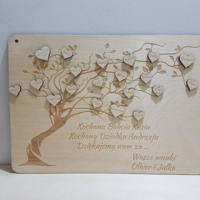 DESKA Z DRZEWEM PREZENT DLA DZIADKÓW