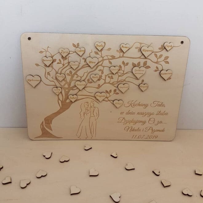 PODZIĘKOWANIA DLA RODZICÓW ŚLUBNE DRZEWKO Z SERDUSZKAMI