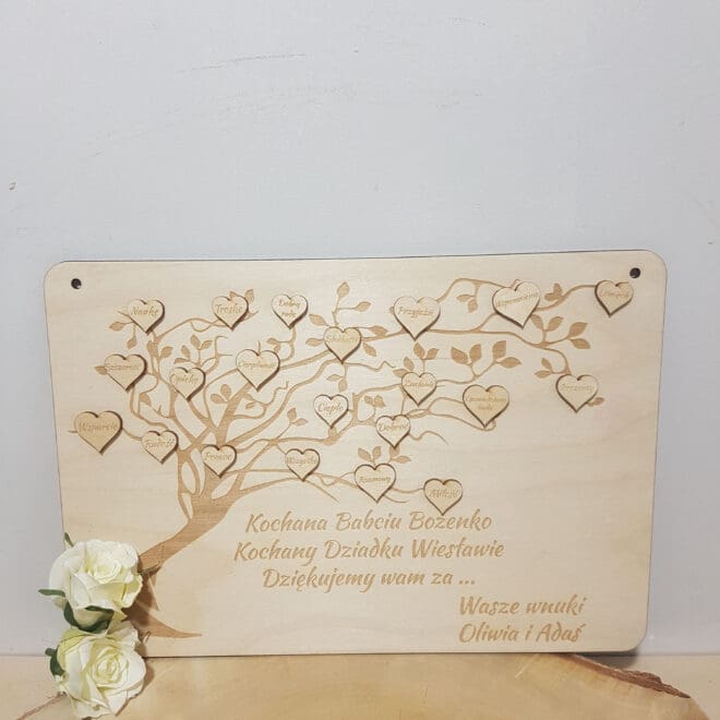 DESKA Z DRZEWEM, GREWEROWANY I SPERSONALIZOWANY PREZENT DLA DZIADKÓW