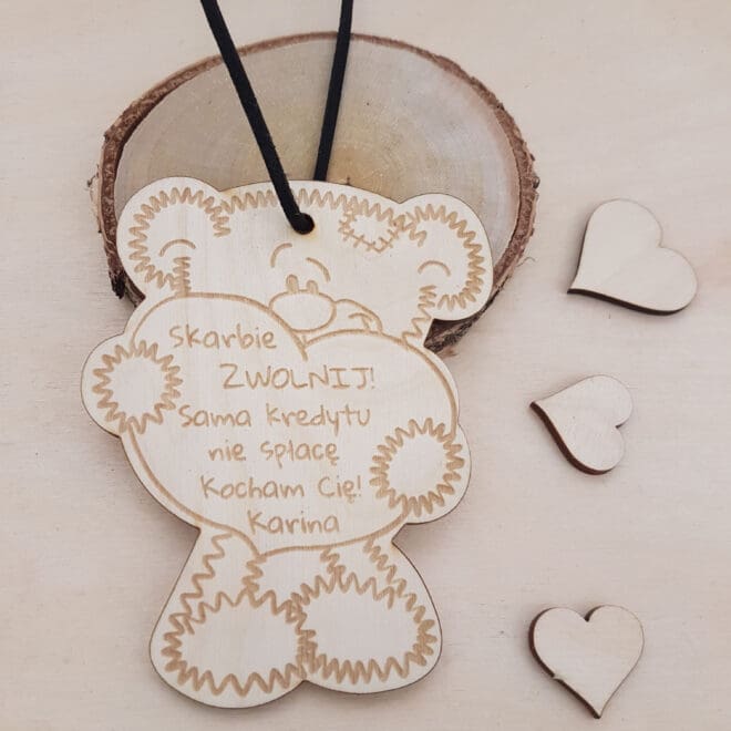 Personalizowana zawieszka do auta miś