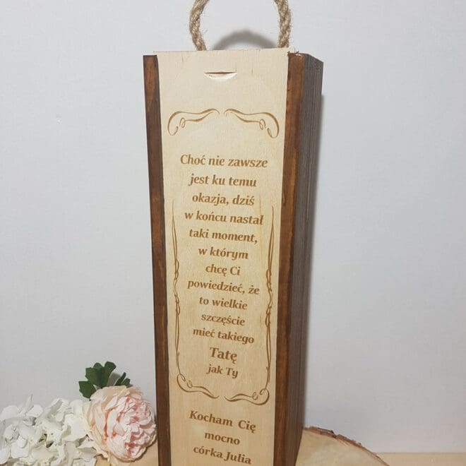 PERSONALIZOWANA SKRZYNKA NA ALKOHOL "Wielkie szczęście mieć takiego Tatę"