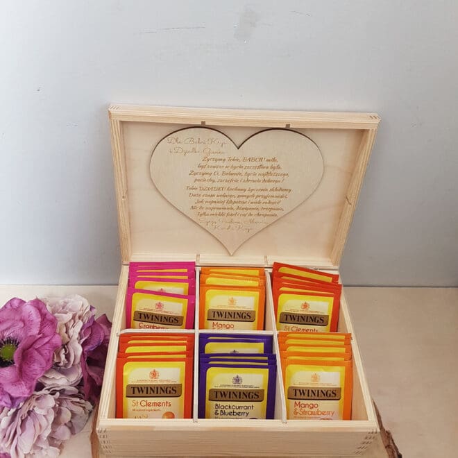 HERBACIARKA DLA DZIADKÓW, DREWNIANA SKRZYNKA NA HERBATĘ