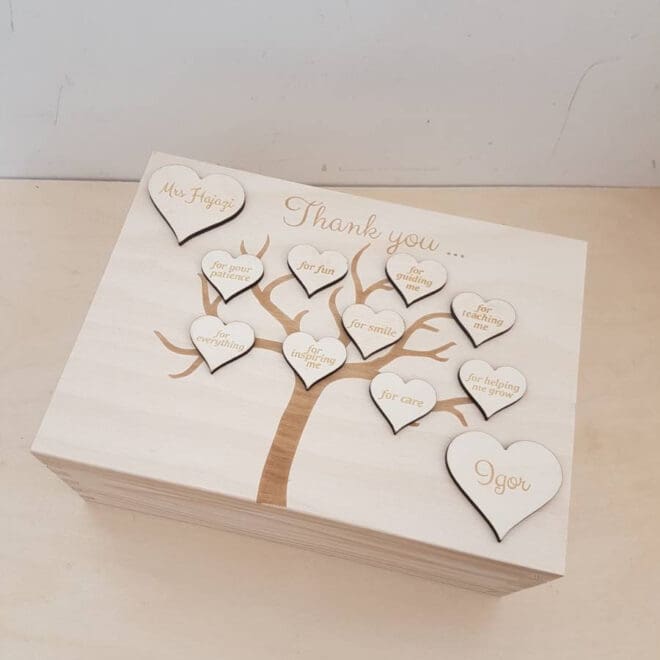 Szkatułka drewniana z grawerem prezent dla nauczyciela - Thank you...