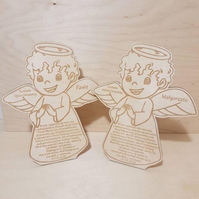 PODZIĘKOWANIE KOMUNIJNE DLA CHRZESTNYCH/DZIADKÓW W KSZTAŁCIE ANIOŁKA