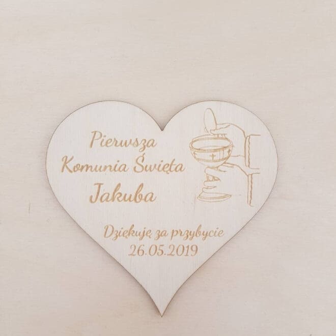 PODZIĘKOWANIA DLA GOŚCI MAGNES W KSZTAŁCIE SERCA W DNIU PIERWSZEJ KOMUNII ŚWIĘTEJ
