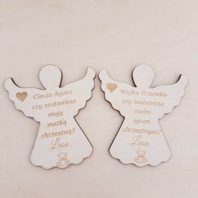 Prośba o bycie Chrzestnym Magnesy Ciociu czy zostaniesz moją Matką Chrzestną ANIOŁKI