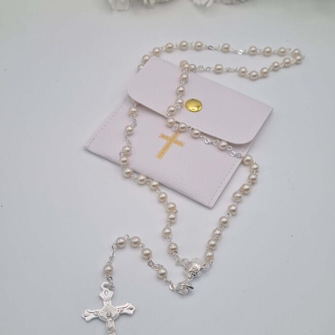 Różaniec komunijny biały