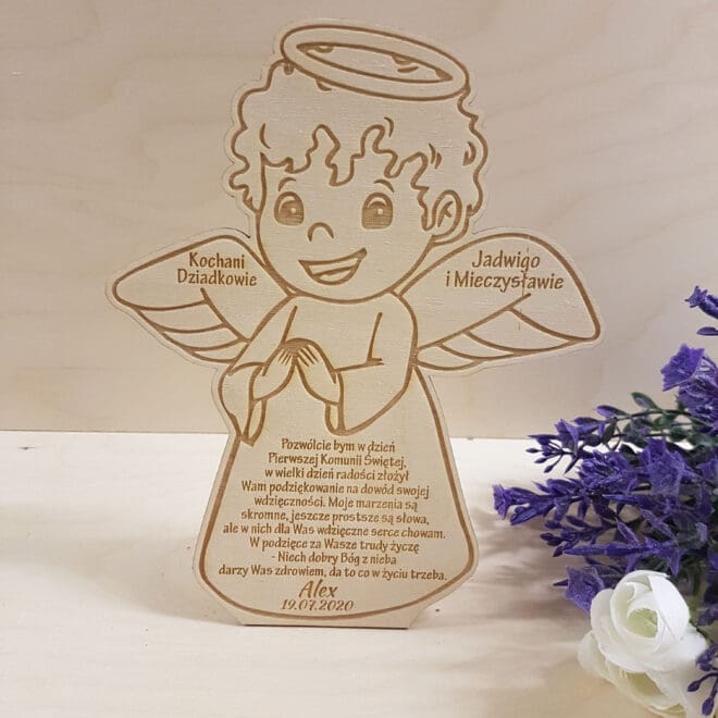 PODZIĘKOWANIE KOMUNIJNE DLA DZIADKÓW W KSZTAŁCIE ANIOŁKA