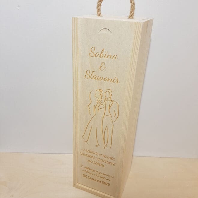 Personalizowana skrzynka na alkohol, na wino prezent na ślub "I ŚLUBUJĘ CI MIŁOŚĆ, WIERNOŚĆ ..."
