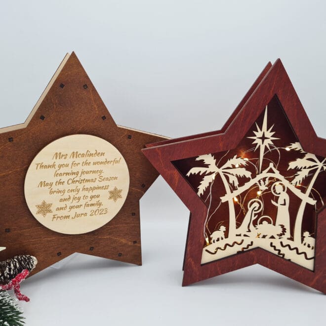 Drewniana gwiazda LED Szopka