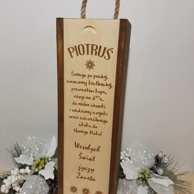 PERSONALIZOWANA ŚWIĄTECZNA SKRZYNKA NA ALKOHOL "ŚNIEGU PO PACHY"