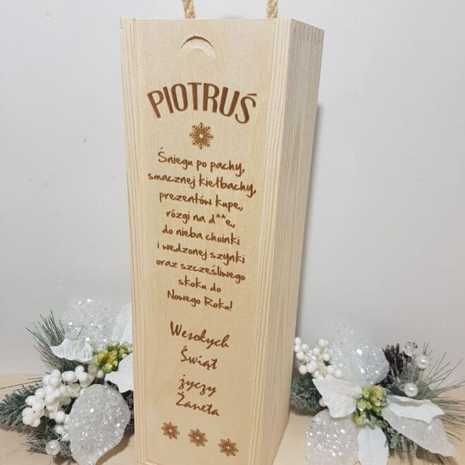 PERSONALIZOWANA ŚWIĄTECZNA SKRZYNKA NA ALKOHOL "ŚNIEGU PO PACHY"