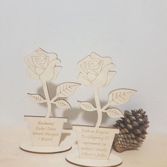RÓŻA KWIATEK Z GRAWEREM PREZENT DLA BABCI