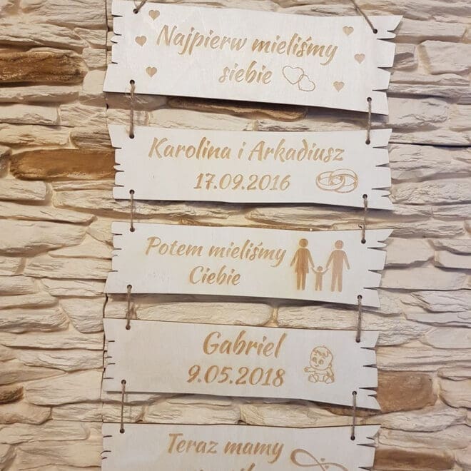 Historia miłości napis do zawieszenia "Teraz mamy wszystko"