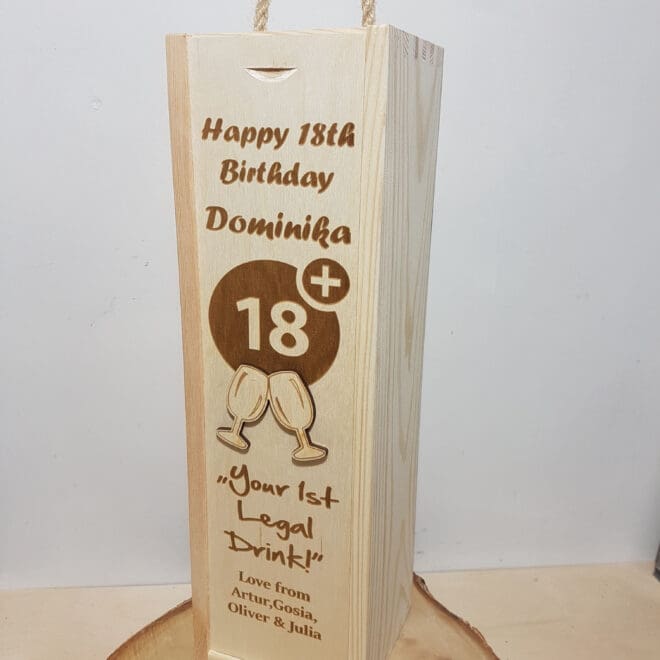 PERSONALIZOWANA SKRZYNKA NA ALKOHOL NA 18 URODZINY "Your 1st Legal Drink"