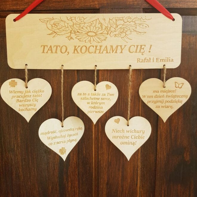 GRAWEROWANA TABLICZKA Z SERCAMI DLA TATY