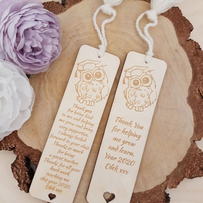 Zakładka do książki z dedykacją, prezent dla nauczyciela