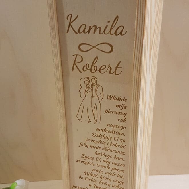 Personalizowana skrzynka na alkohol Prezent z okazji Rocznicy Ślubu dla męża lub żony