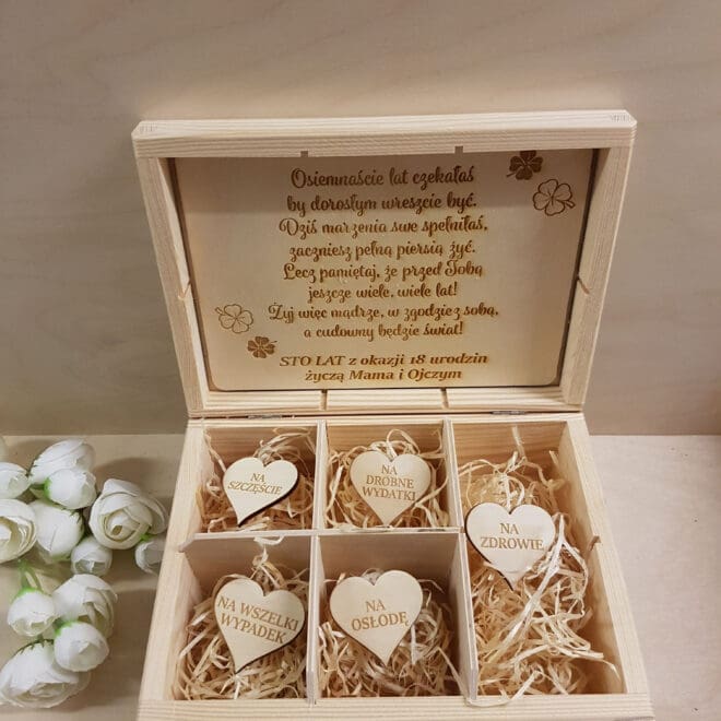 Drewniana Skrzynka Prezent na 18 lat