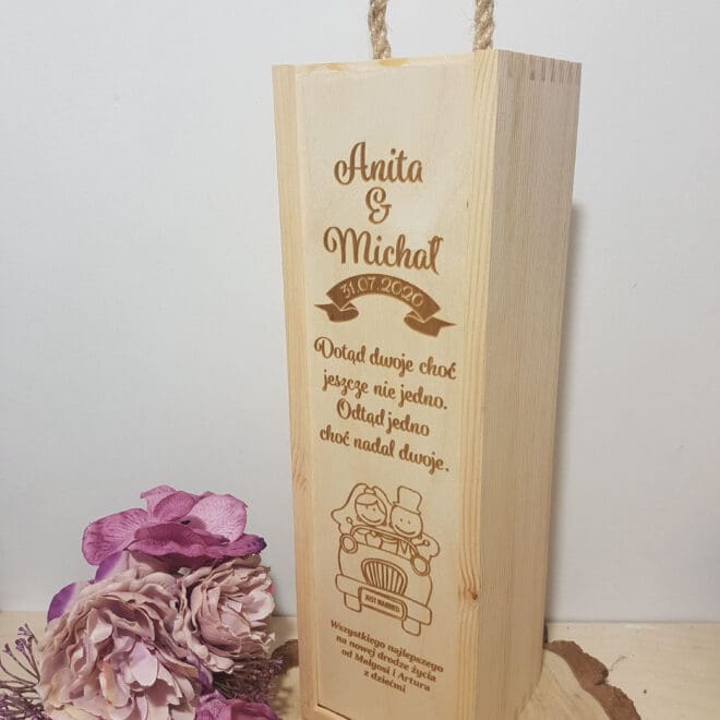 Personalizowana skrzynka na alkohol, na wino prezent na ślub - ODTĄD JEDNO CHOĆ NADAL DWOJE