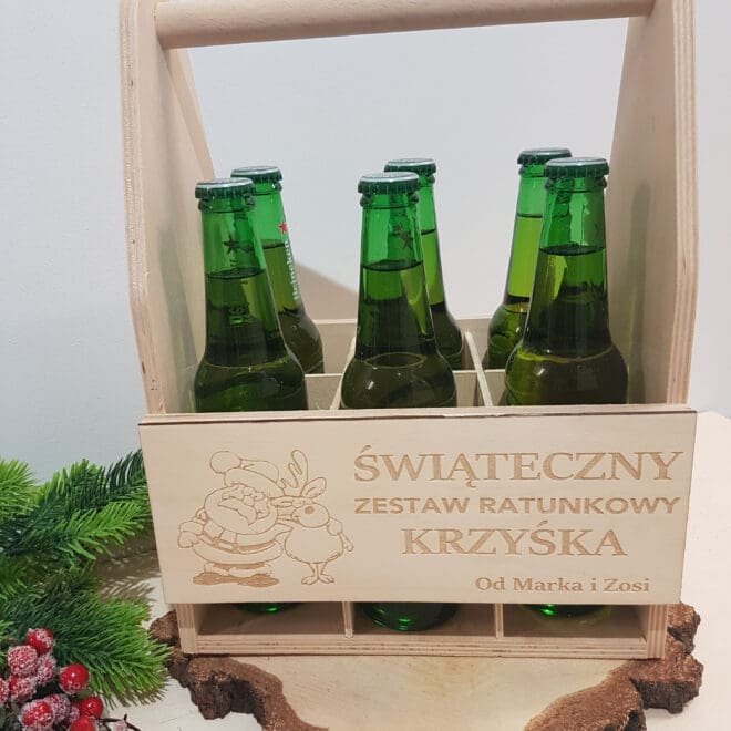 Nosidełko na piwo z grawerem "ŚWIĄTECZNY ZESTAW RATUNKOWY"