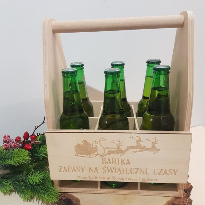 Nosidełko na piwo z grawerem "ZAPASY NA ŚWIĄTECZNE CZASY"