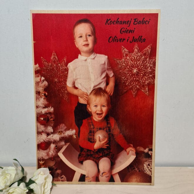 ZDJĘCIE NA DREWNIE Z DEDYKACJĄ PREZENT DLA BABCI, DZIADKA, DZIADKÓW