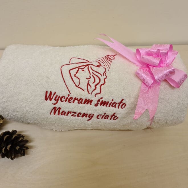Ręcznik z haftem Wycieram Śmiało Ciało