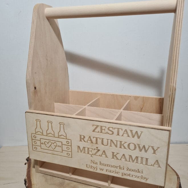 NOSIDEŁKO NA PIWO Z GRAWEREM NA WALENTYNKI "Zestaw ratunkowy ... Na humorki"