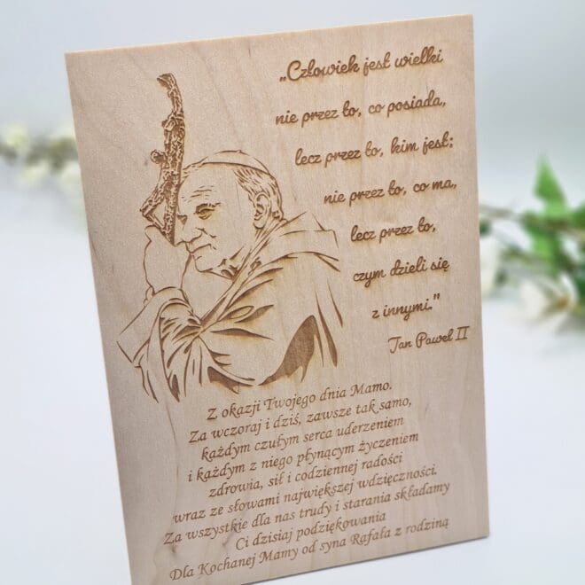 Grawerowana tabliczka z Janem Pawłem II prezent dla mamy
