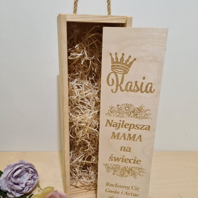 PERSONALIZOWANA SKRZYNKA NA WINO dla Mamy "Najlepsza Mama na świecie"