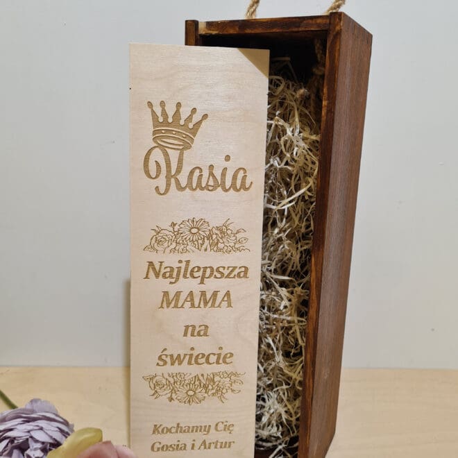 PERSONALIZOWANA SKRZYNKA NA WINO dla Mamy "Najlepsza Mama na świecie"