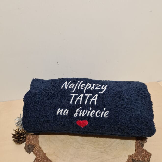 Ręcznik z haftem dla taty "Najlepszy Tata na świecie"