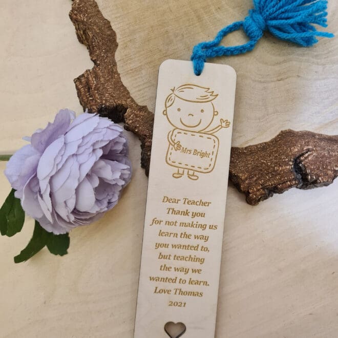 Zakładka do książki z grawerem dla nauczyciela Chłopiec