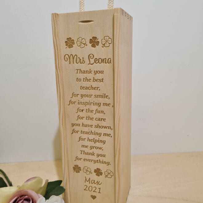 PERSONALIZOWANA SKRZYNKA NA WINO Prezent dla Nauczyciela