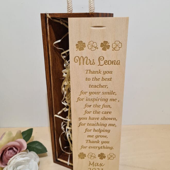 PERSONALIZOWANA SKRZYNKA NA WINO Prezent dla Nauczyciela