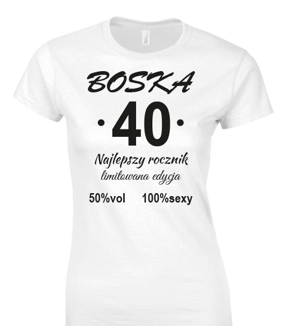 Koszulka damska z nadrukiem - BOSKA 30, 40, 50, 60