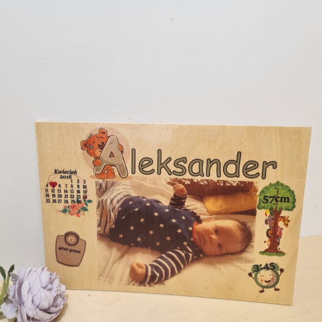 DREWNIANA METRYCZKA ZE ZDJĘCIEM