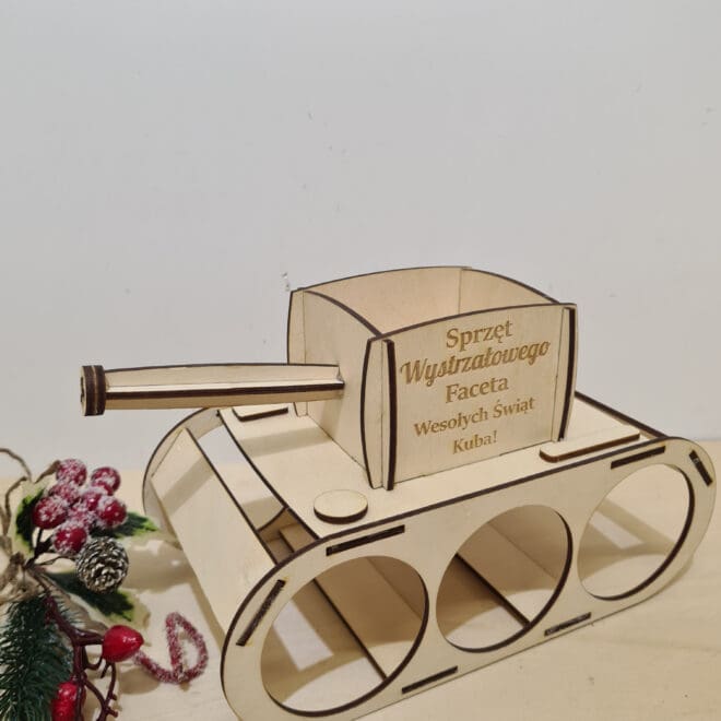 Drewniany Czołg na piwo - Prezent na Święta