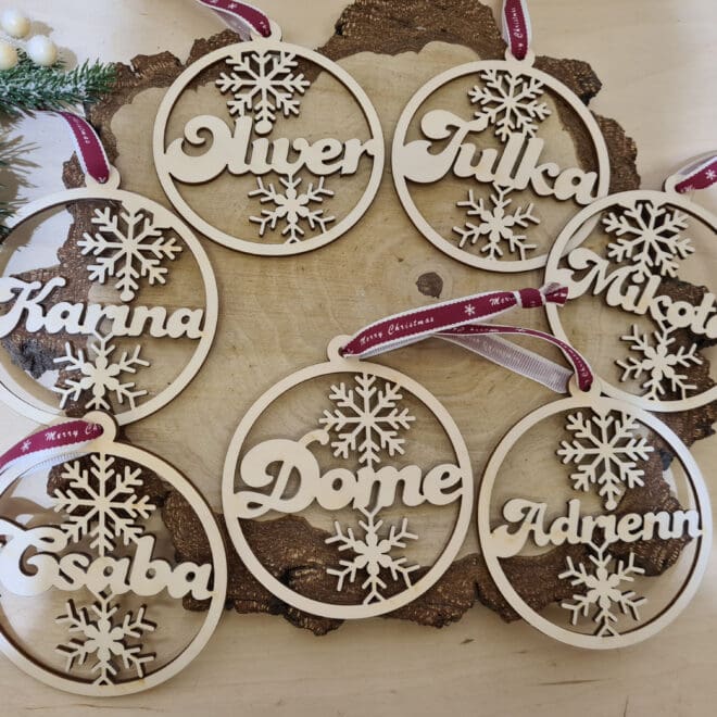 Drewniana Bombka – Zawieszka Choinkowa z Imieniem