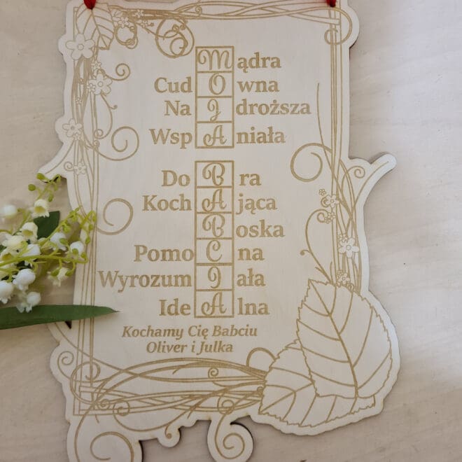 GRAWEROWANA TABLICZKA OZDOBNA MOJA BABCIA