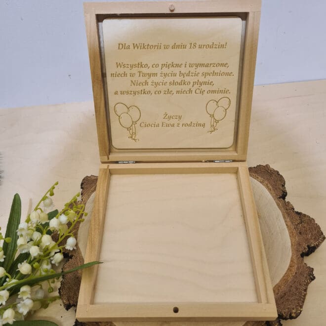 DREWNIANE PUDEŁKO NA PIENIĄDZE, DREWNIANA KOPERTA NA URODZINY