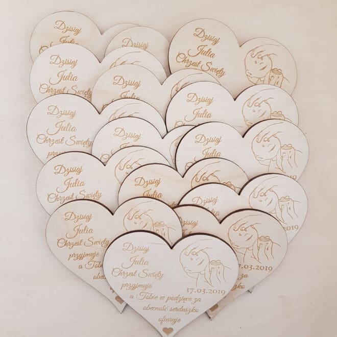 Podziękowania dla gości w dniu Chrztu Świętego Magnes w kształcie Serca