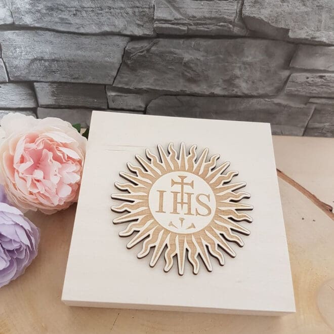 DREWNIANE PUDEŁKO NA PIENIĄDZE, DREWNIANA KOPERTA PAMIĄTKA PIERWSZEJ KOMUNII ŚWIĘTEJ