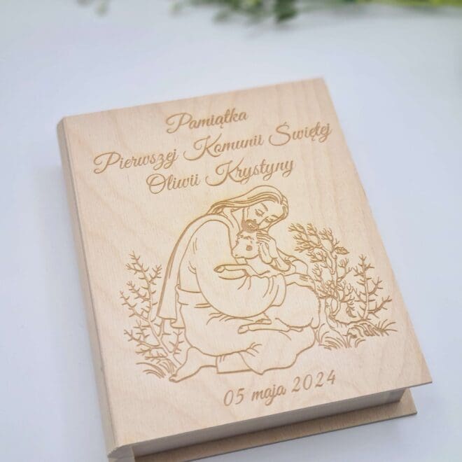 Pamiątka Pierwszej Komunii Świętej pudełko z biblią