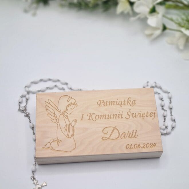 pamiatka pierwszej komunii pudelko na pieniadze aniolek