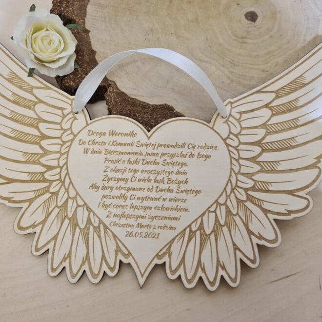 Pamiątka Bierzmowania Skrzydła z dedykacją