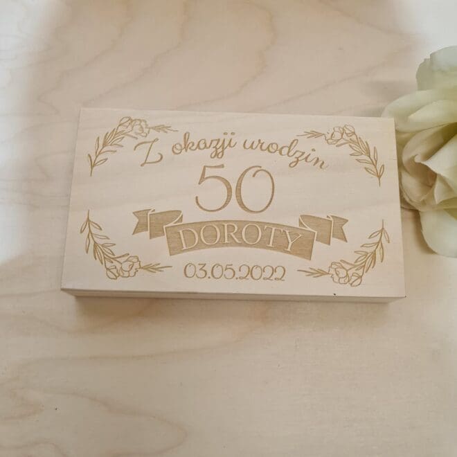 DREWNIANE PUDEŁKO NA PIENIĄDZE, DREWNIANA KOPERTA Prezent na urodziny