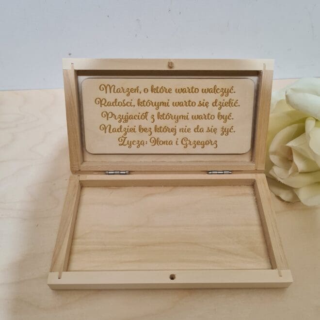 DREWNIANE PUDEŁKO NA PIENIĄDZE, DREWNIANA KOPERTA Prezent na urodziny