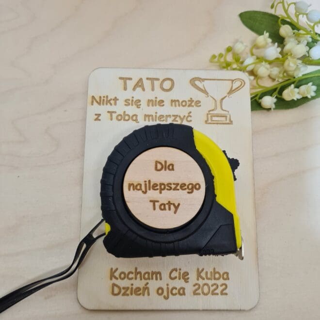 Miarka z personalizowaną tabliczką Prezent na dzień ojca